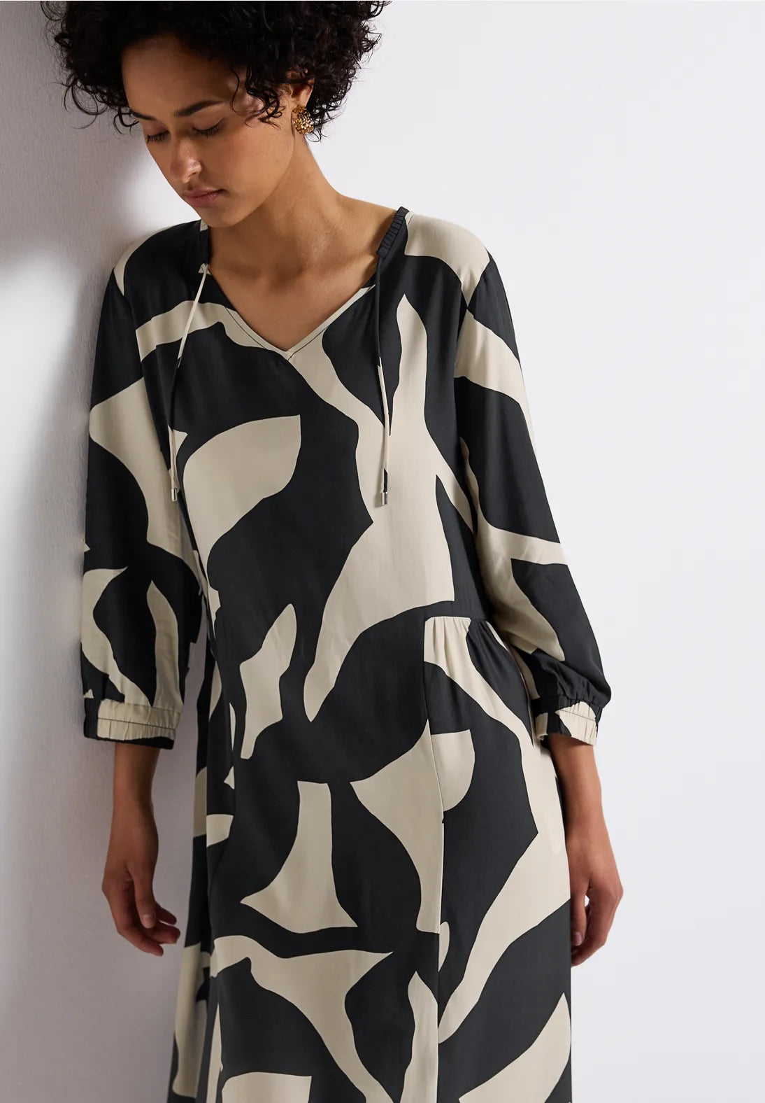 Street One Patterned midi dress(Whale Grey)