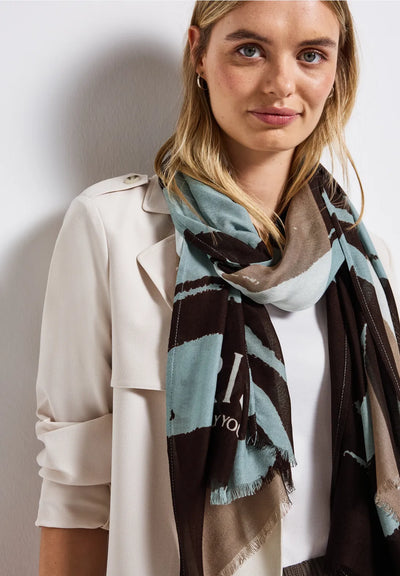 Street One Lightweight patterned scarf (Blue)
