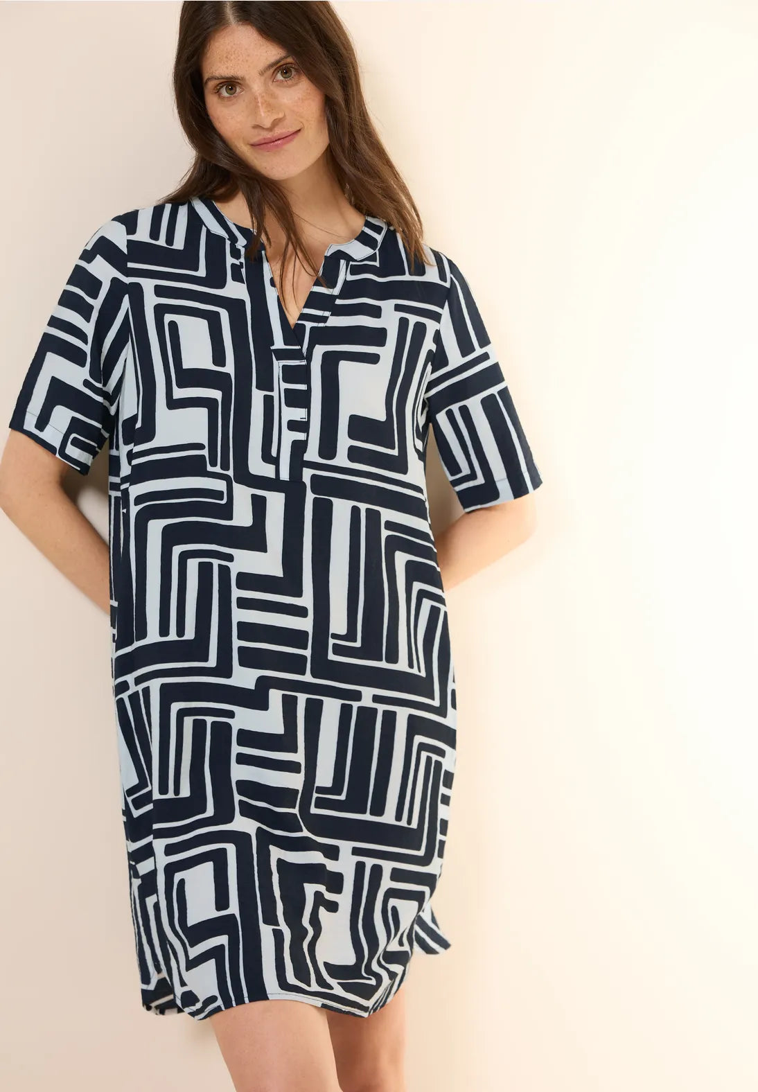 CECIL Knee Length Dress with Graphic Print (Navy)