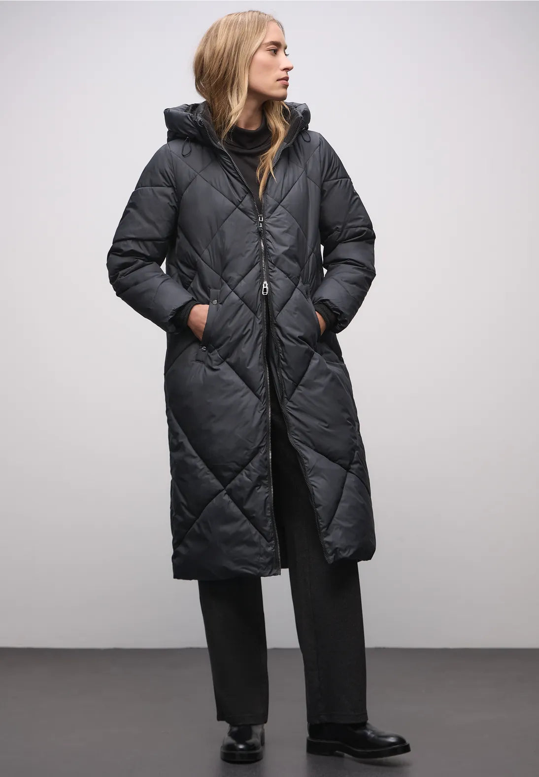 Street One Long Padded Jacket (Dark Navy)