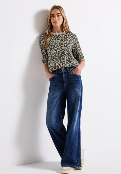 Street One Sweater with Leo Print(Beige)