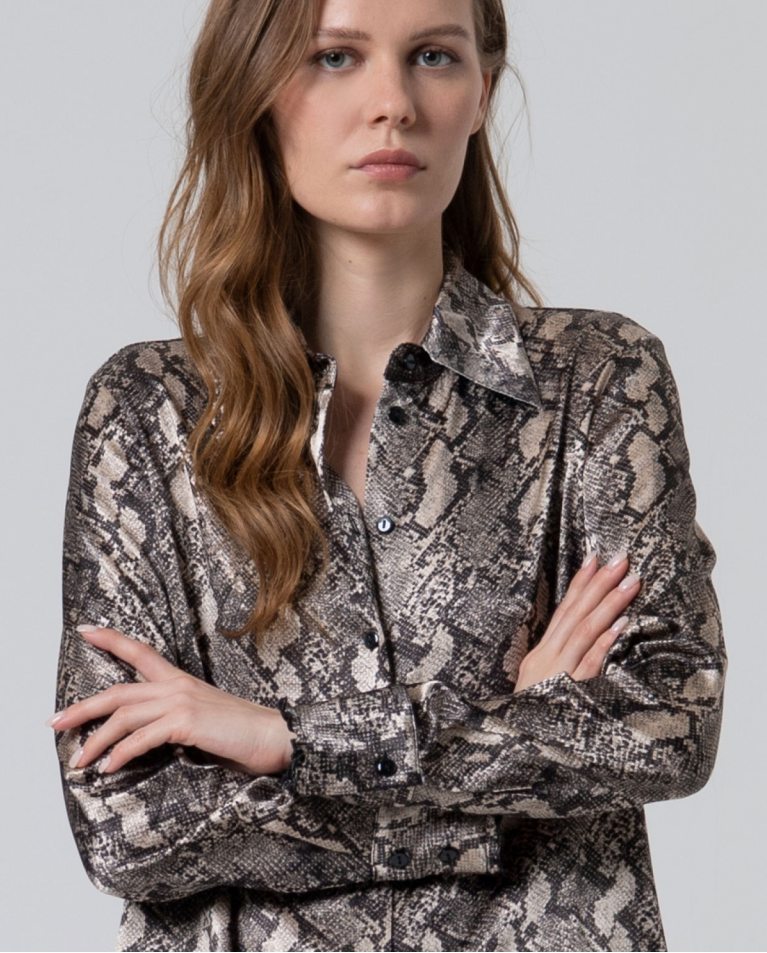 Elsie Animal Print Shirt (Grey)