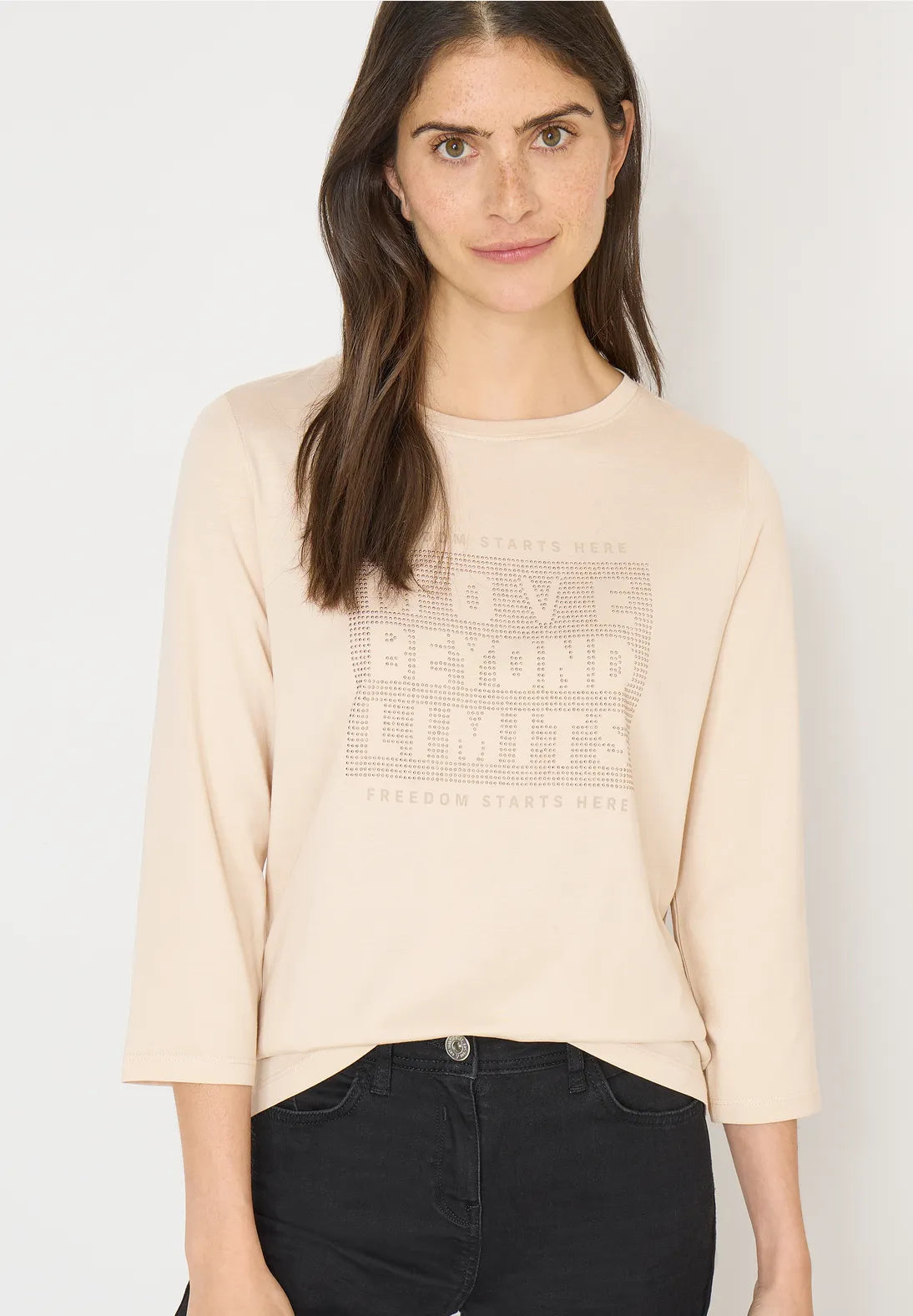CECIL T Shirt 'Move Beyond Limits' (Beige)