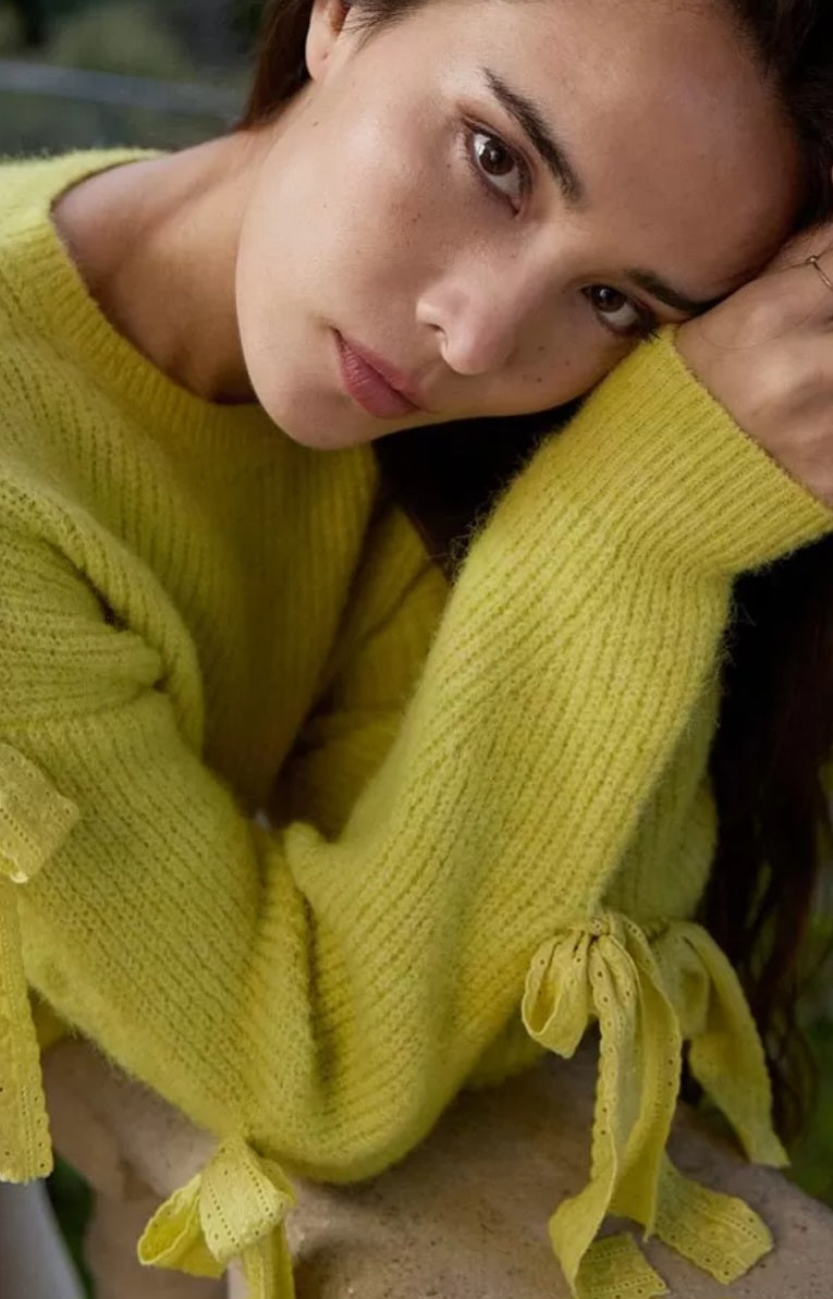 Angie Bow Sweater (Lime Green)