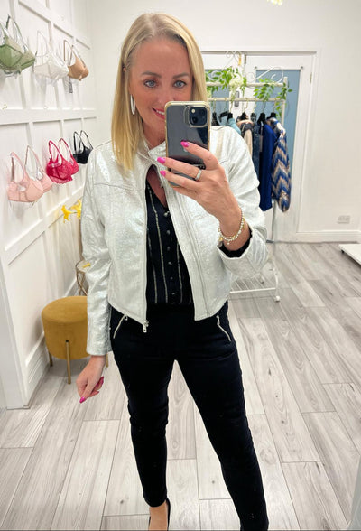 Metallic Biker Style Jacket