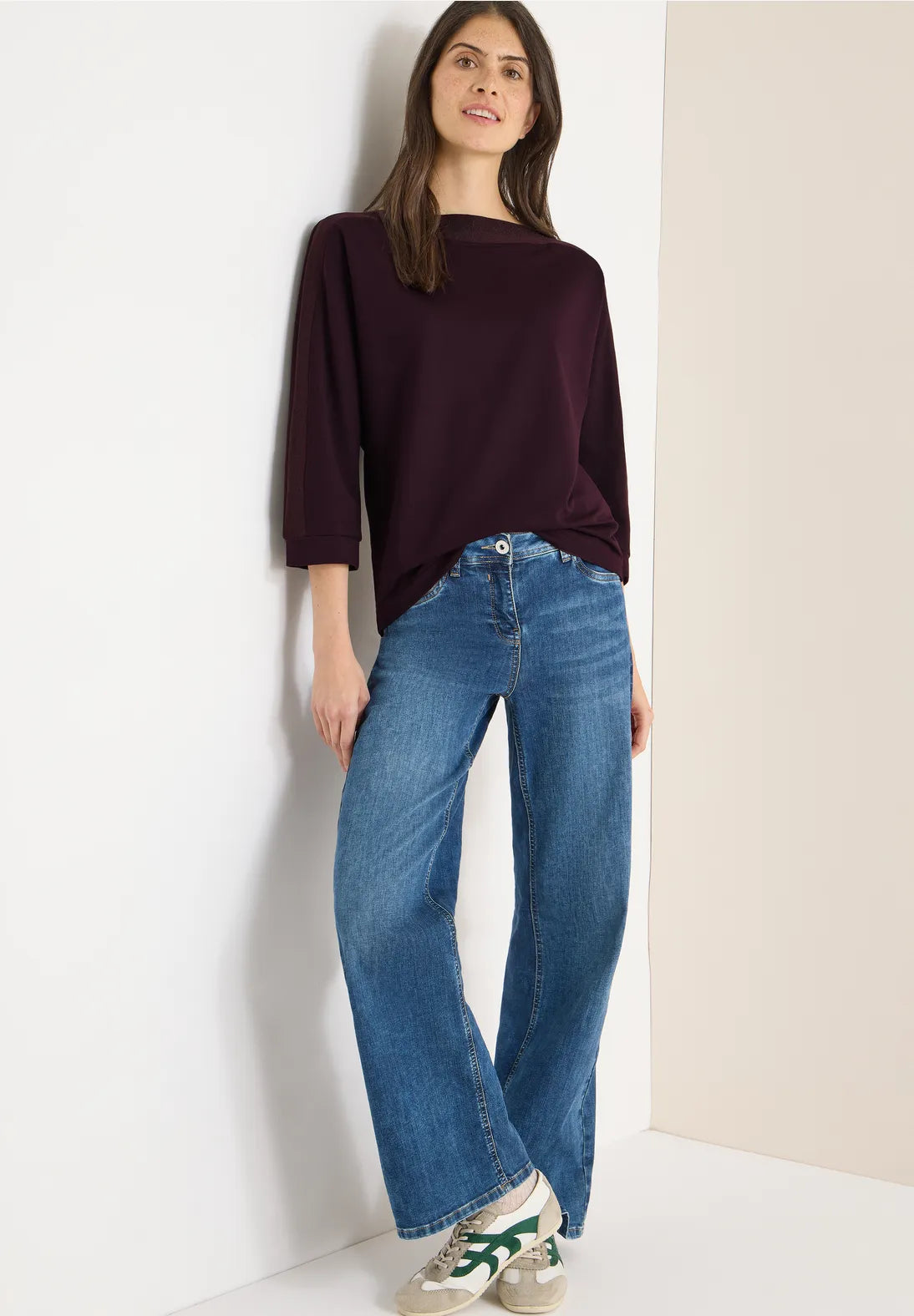 CECIL Sweater with batwing sleeves (Aubergine)