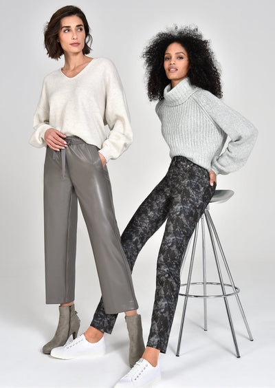 Robell Kati 09  ( Brown ) Wide Leg Faux Leather Culotte
