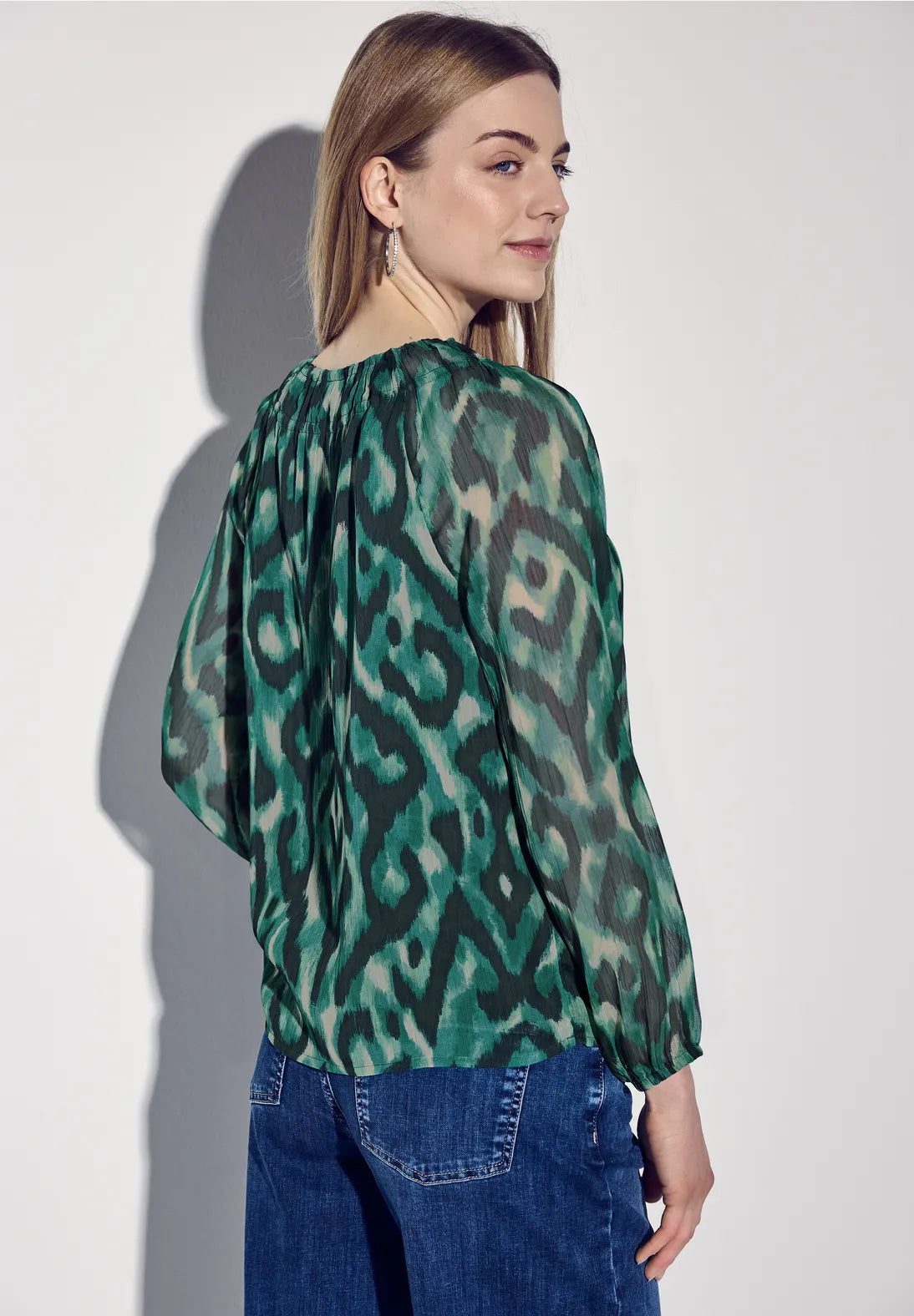 Street One Pattern Chiffon Blouse(Hunter Green)