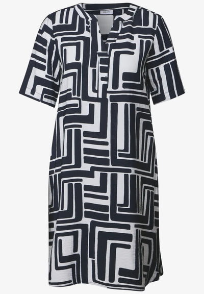 CECIL Knee Length Dress with Graphic Print (Navy)