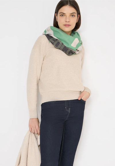 CECIL Patterned loop scarf (dark bamboo green)