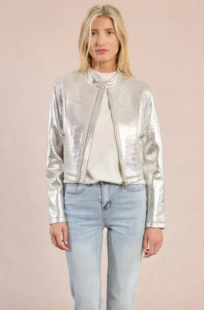 Metallic Biker Style Jacket