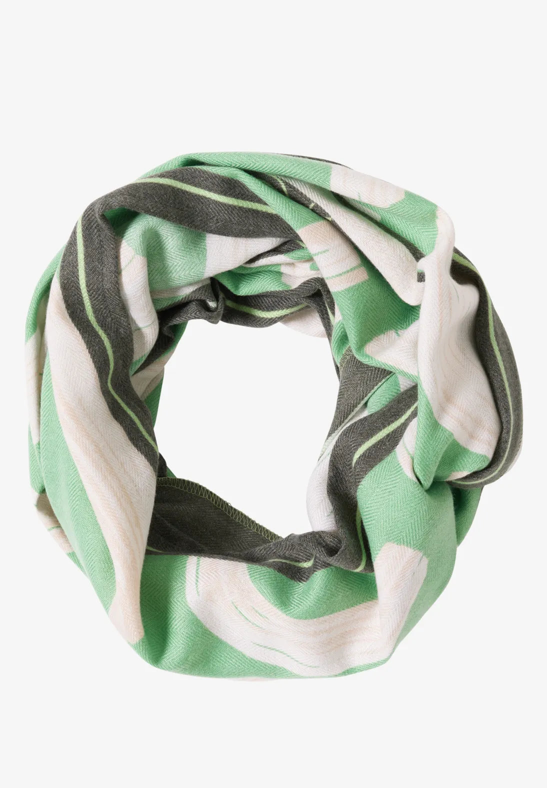 CECIL Patterned loop scarf (dark bamboo green)