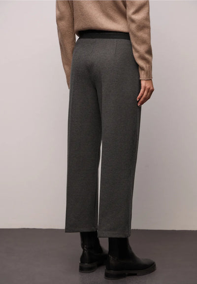 Street One Wide Leg Herringbone Trousers (Mocha)