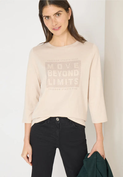 CECIL T Shirt 'Move Beyond Limits' (Beige)
