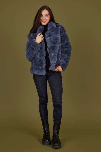 Demi Faux Fur Jacket(Blue)