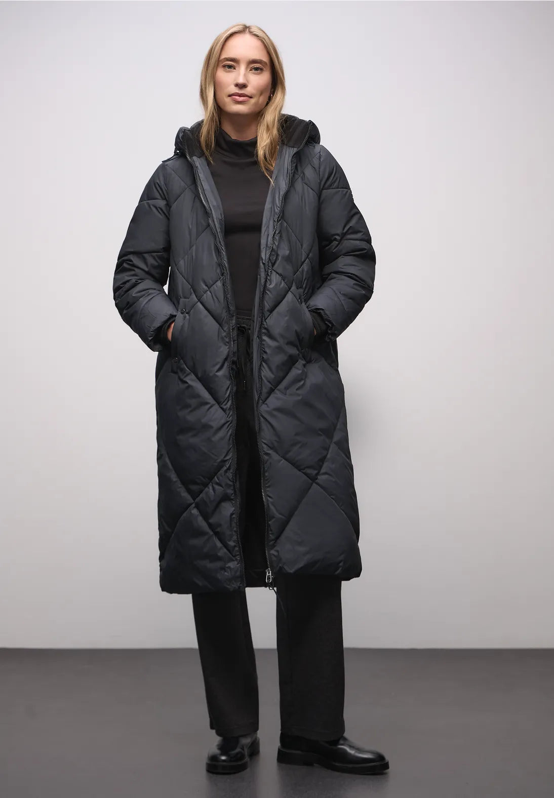 Street One Long Padded Jacket (Dark Navy)