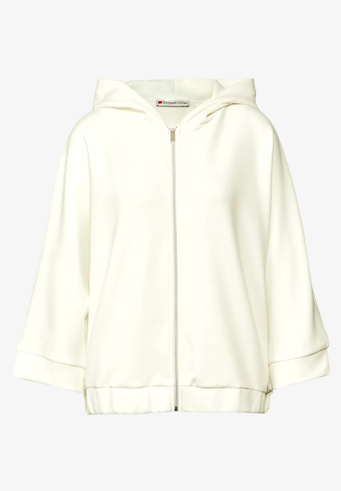 Street One Silk Look Hoodie Jacket (Off White)
