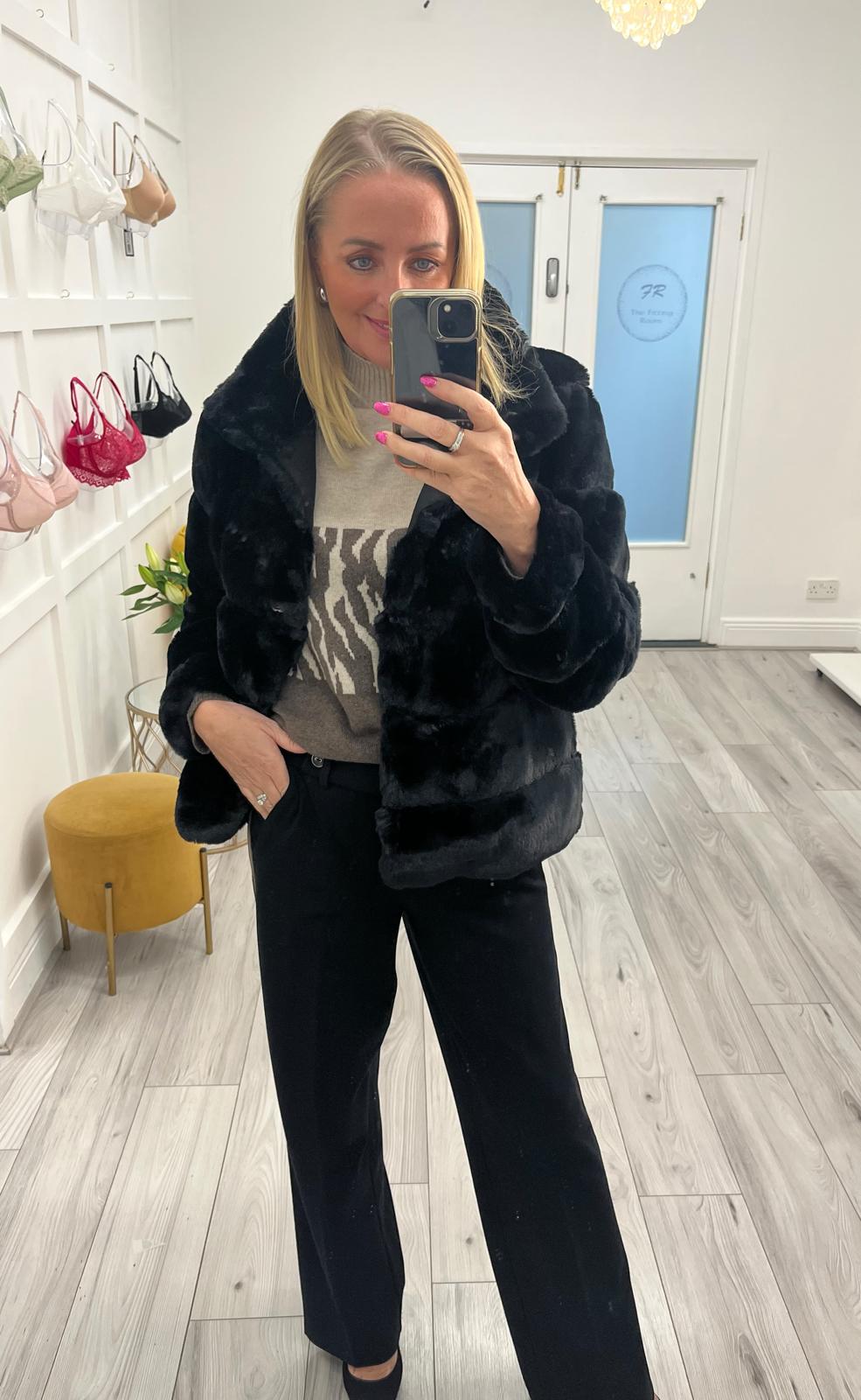 Demi Faux Fur Jacket(Black)