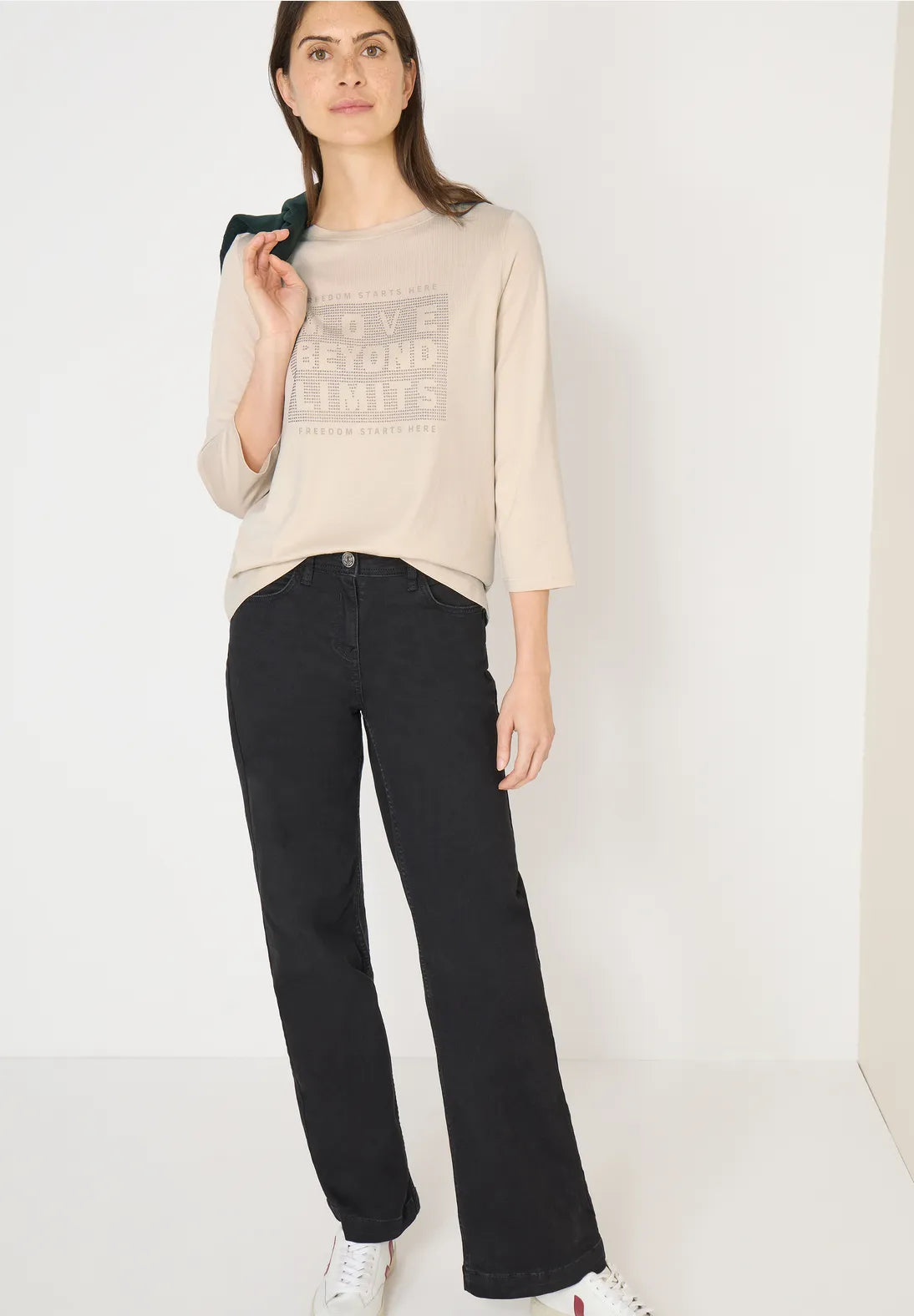 CECIL T Shirt 'Move Beyond Limits' (Beige)