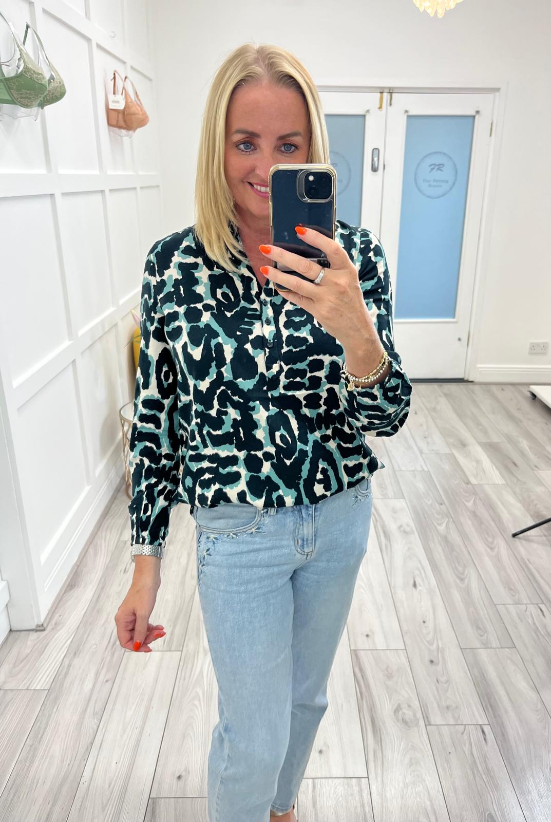 CECIL Animal Print Blouse (Green)