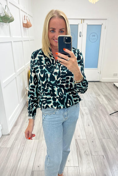 CECIL Animal Print Blouse (Green)