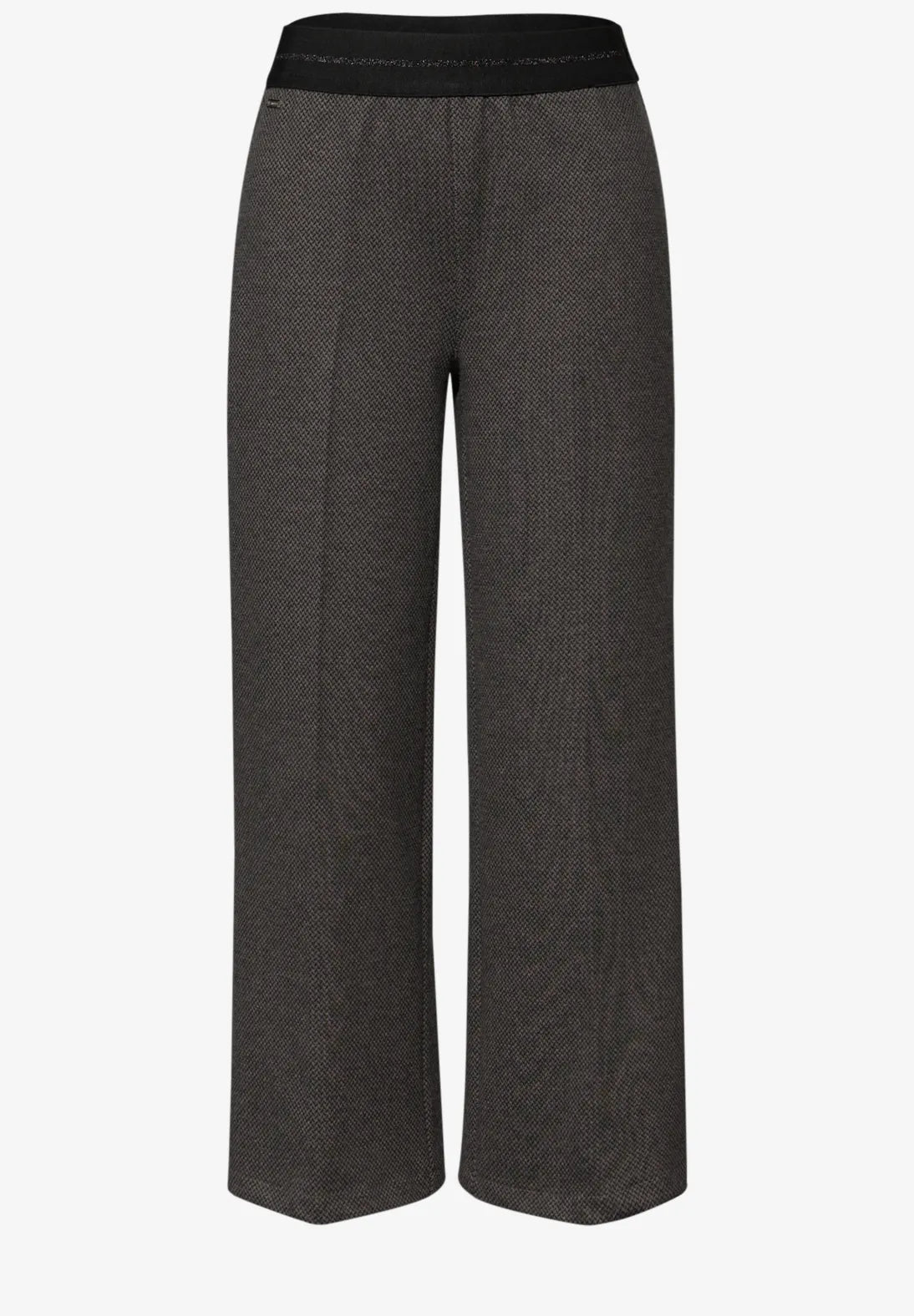 Street One Wide Leg Herringbone Trousers (Mocha)