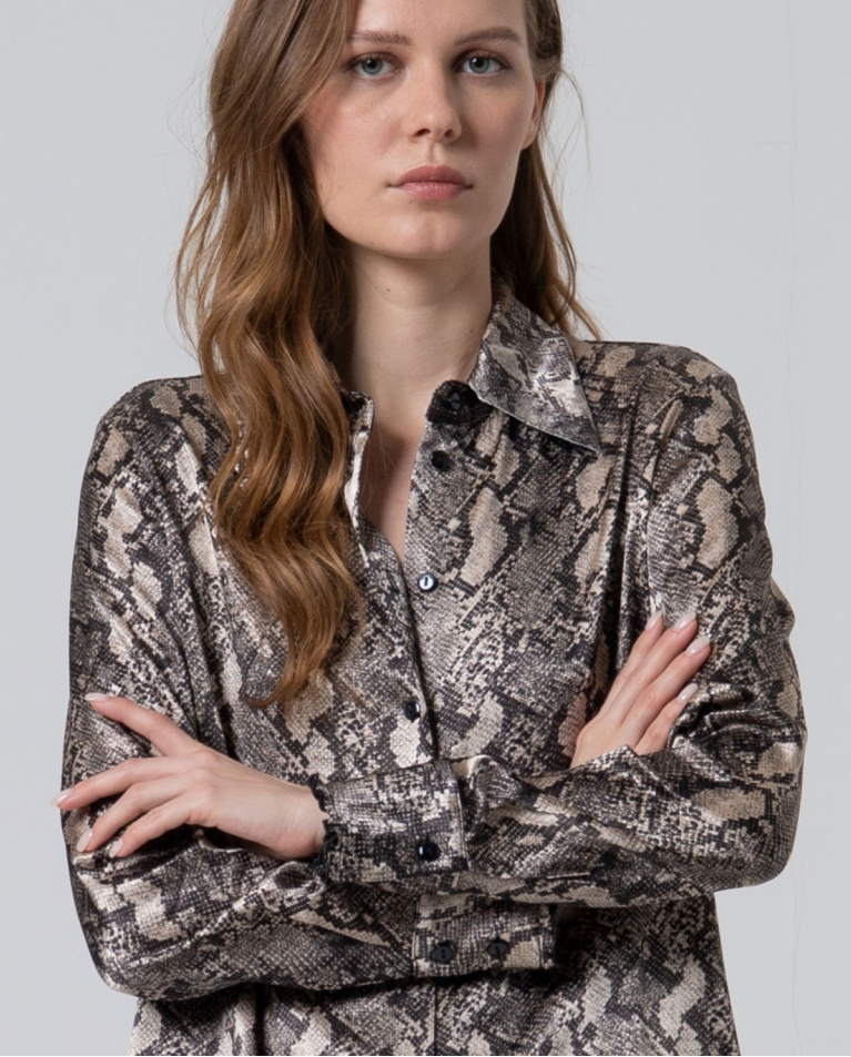 Elsie Animal Print Shirt (Grey)