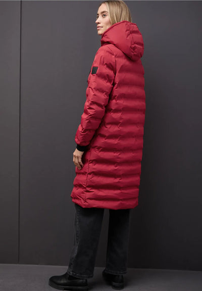 Street One Long Padded Jacket with Taped Seams(Red)