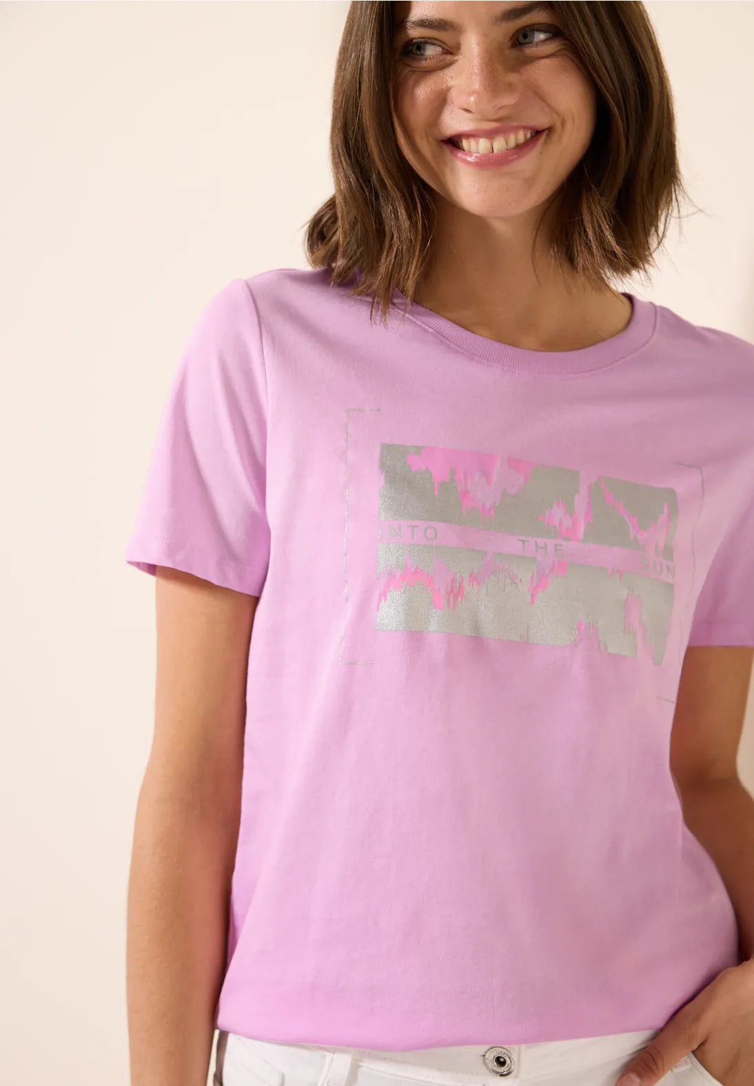 CECIL Foil Print T-Shirt (Cherry Blossom)