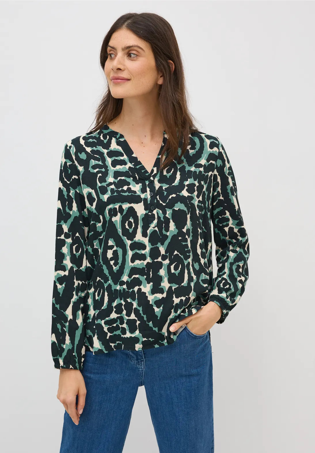 CECIL Animal Print Blouse (Green)