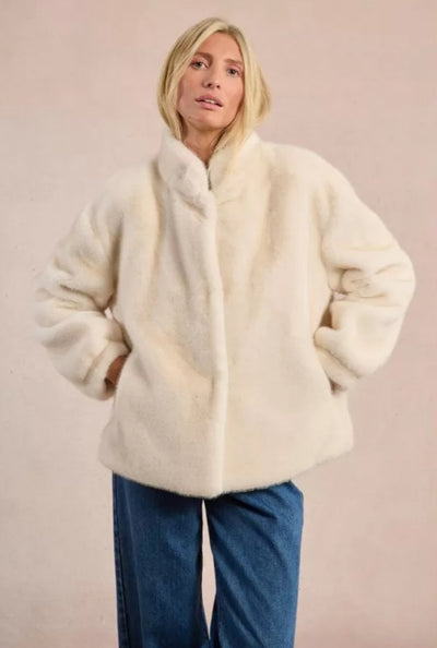 Kitty Faux Fur Coat (Off White)