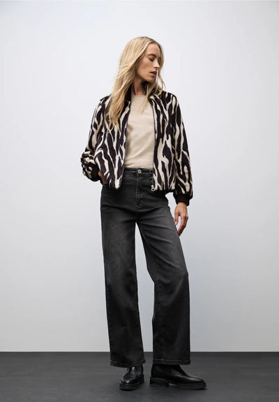 Street One Zebra Faux Fur Bomber
