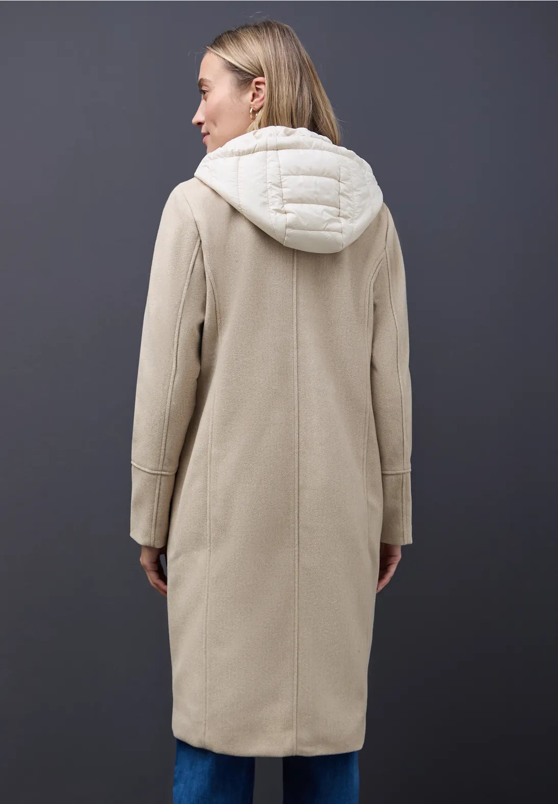 Street One Long Coat with lined inlay and hood