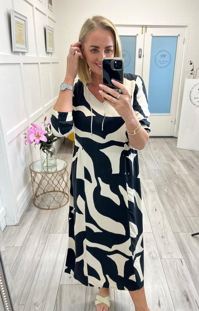 Street One Patterned midi dress(Whale Grey)