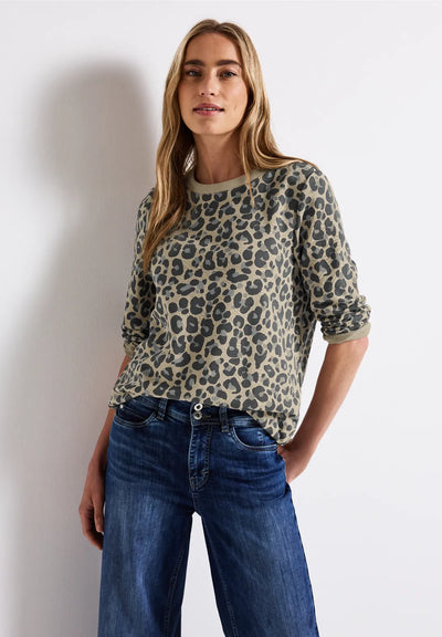 Street One Sweater with Leo Print(Beige)