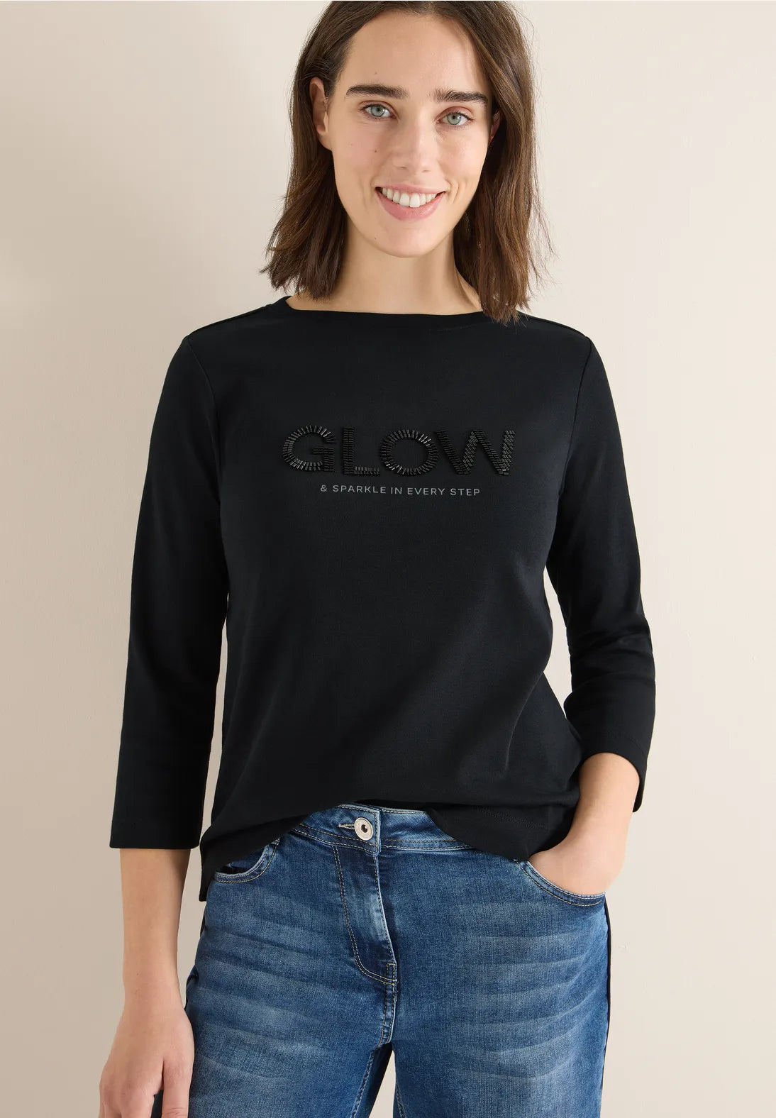 CECIL 'Glow' Long Sleeved T-Shirt (Black)