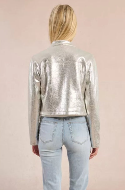 Metallic Biker Style Jacket