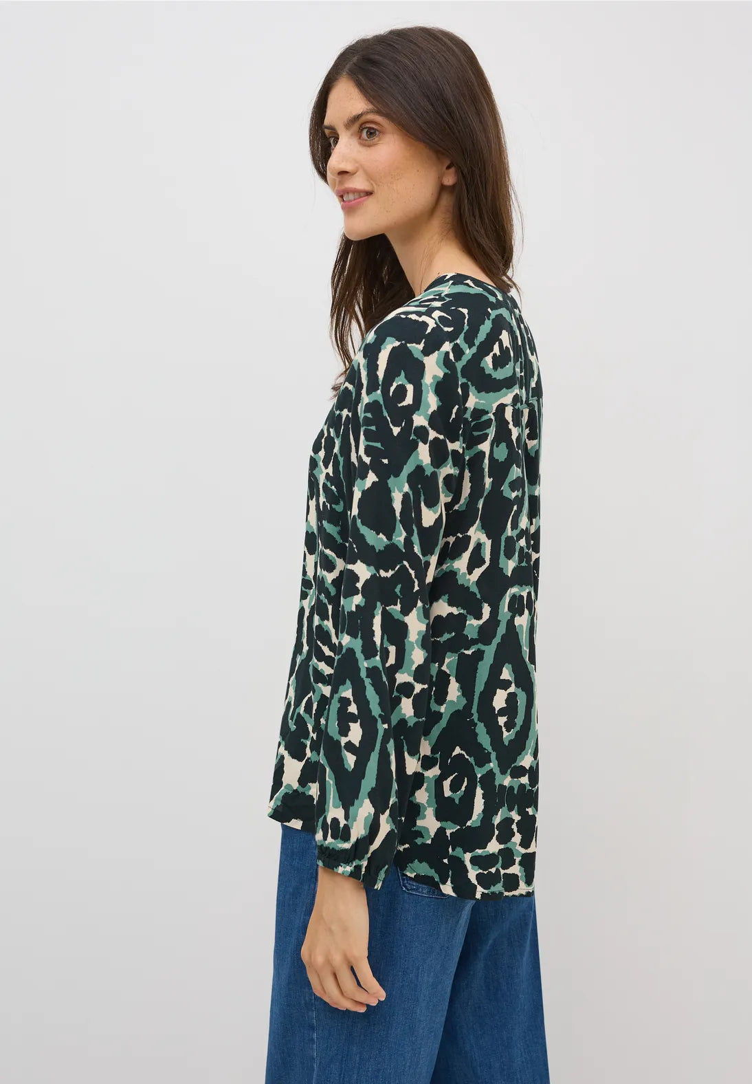 CECIL Animal Print Blouse (Green)
