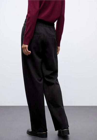 Street One Straight Leg Trousers with Buckle(Black)