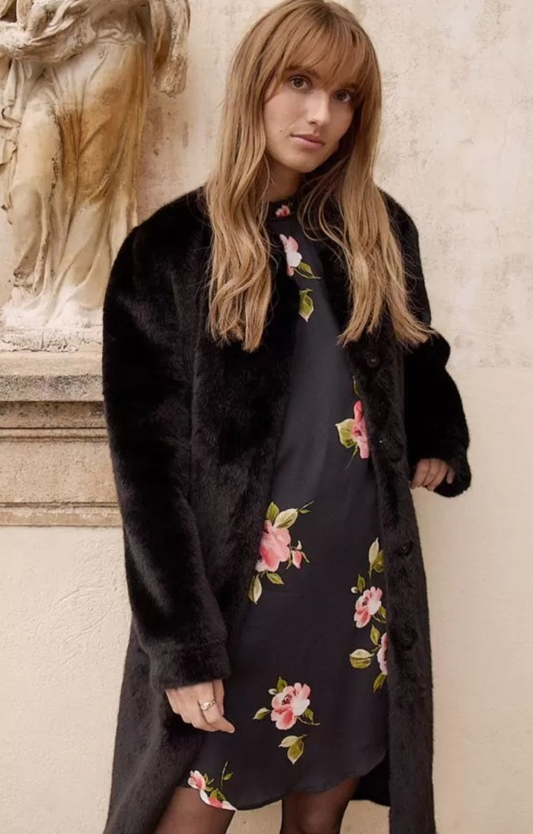 Edwina Faux Fur Coat (Black)