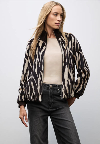 Street One Zebra Faux Fur Bomber