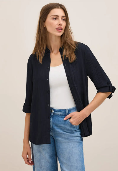 CECIL Seersucker Shirt (Navy)