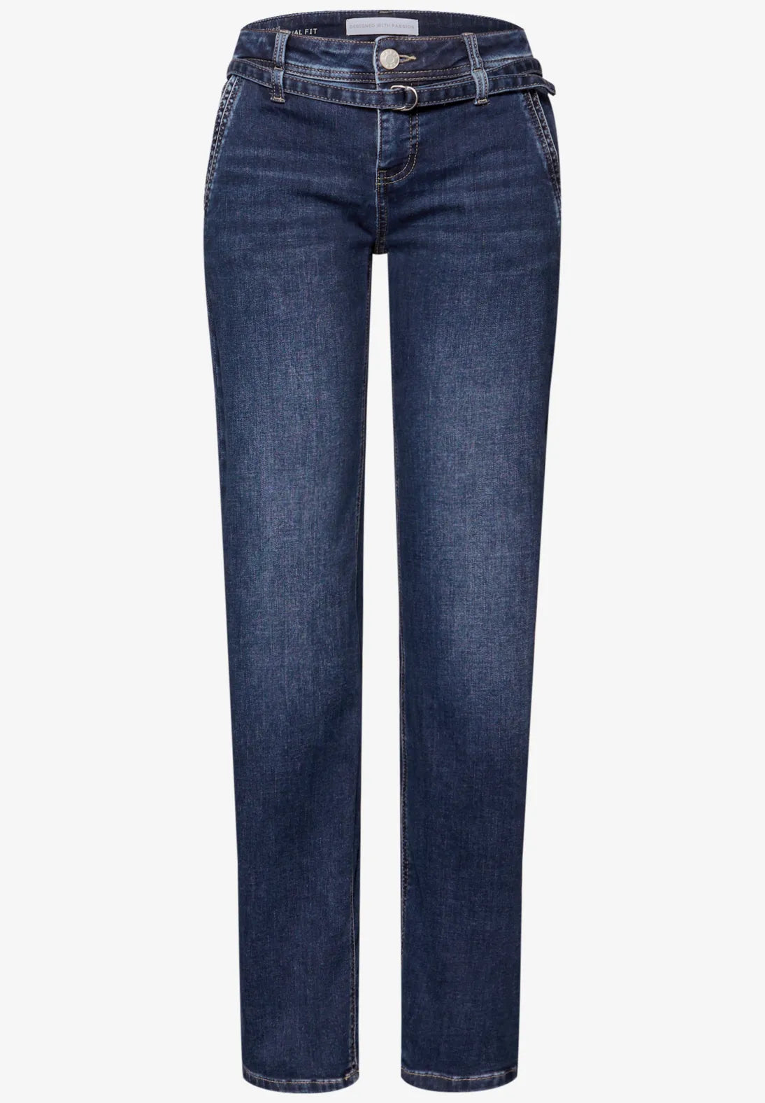 Street One Straight Leg Jeans With Belt Detail (Dark Indigo)
