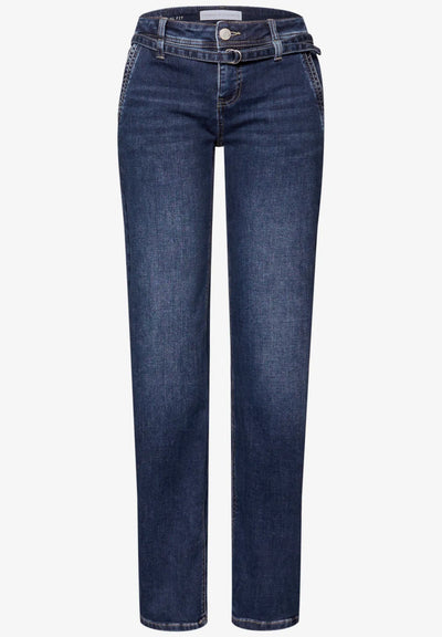 Street One Straight Leg Jeans With Belt Detail (Dark Indigo)