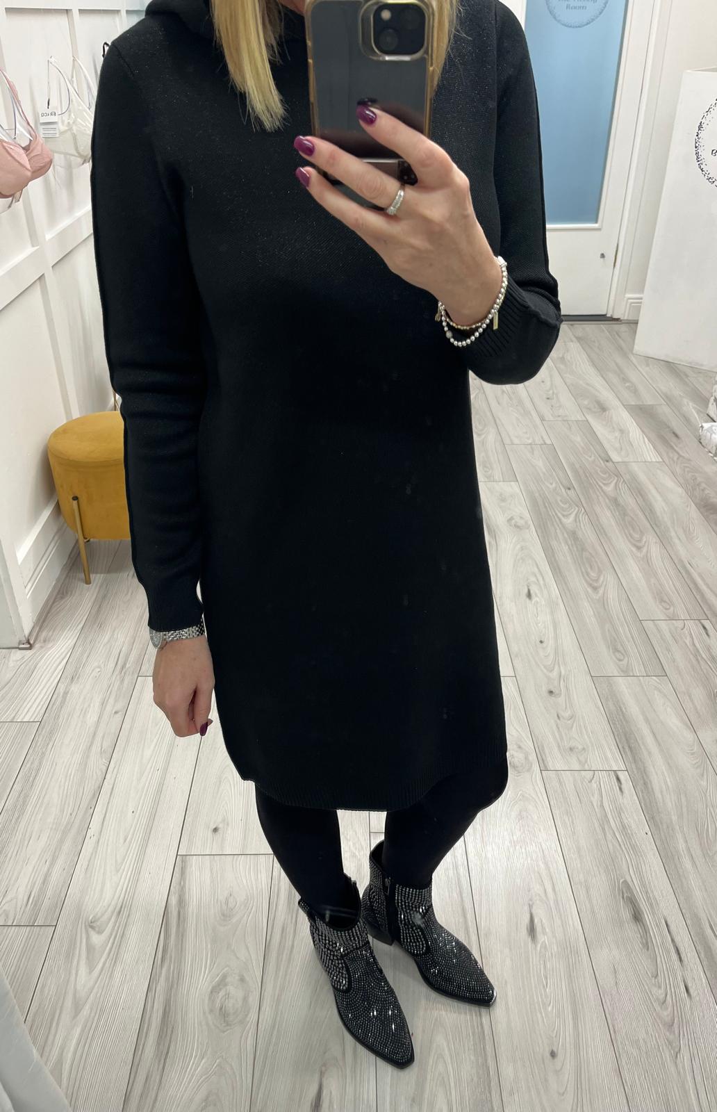 CECIL Lurex Hoody Dress with Glitter(Black)