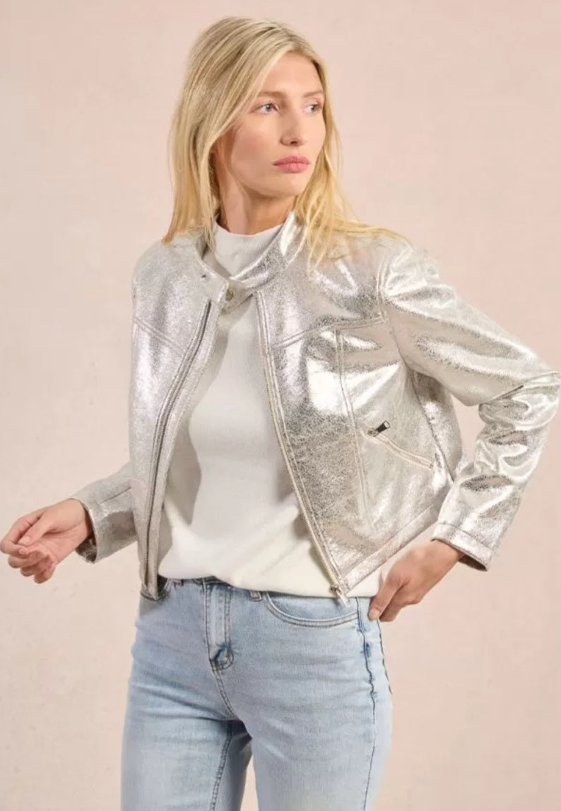 Metallic Biker Style Jacket