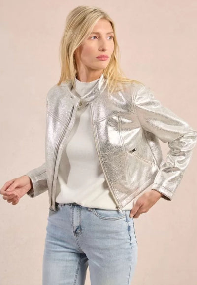 Metallic Biker Style Jacket