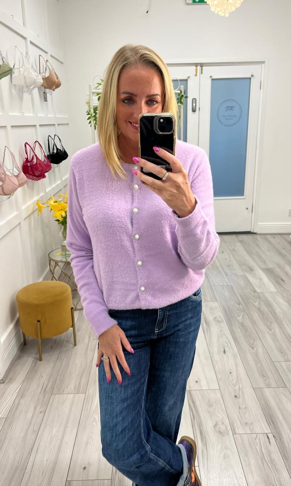 Mauve fitted Cardigan