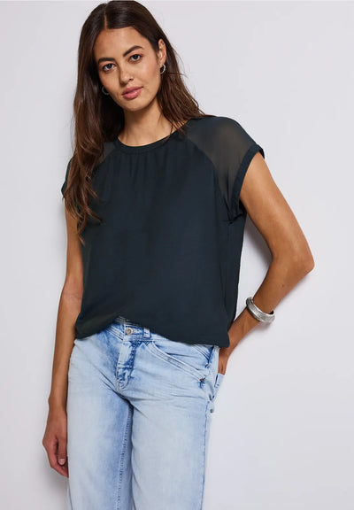 Street One Blouse with mesh detail (Navy)