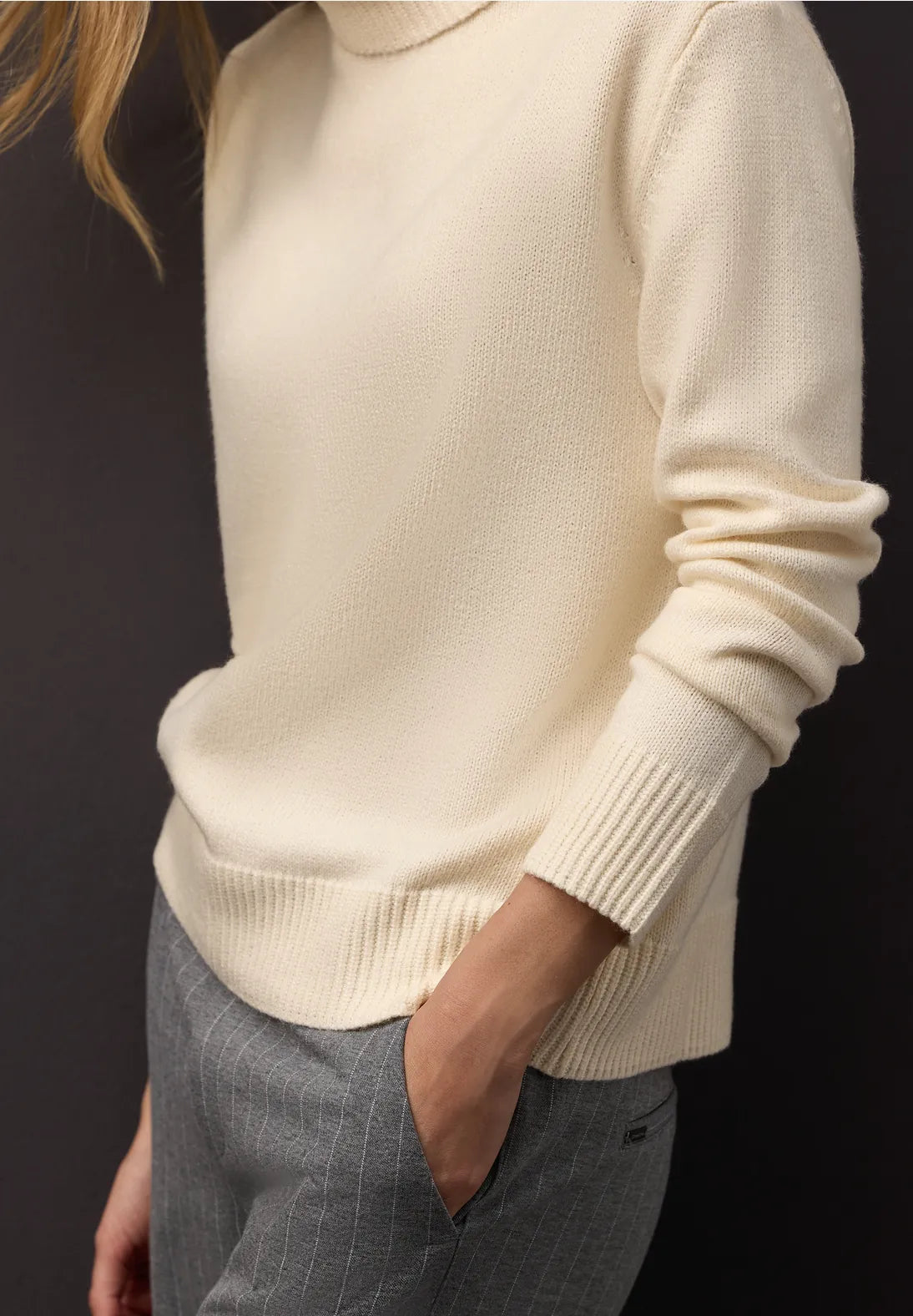Street One Cosy Sweater With Roll Neck (Soft Beige)